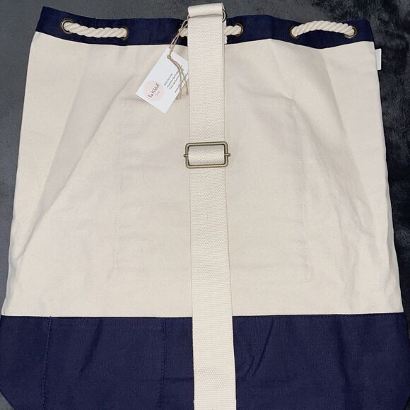 Canvas XL Drawstring Backpack Hand Crafted Bag Carry On Monogram Embroidered - Picture 7 of 13